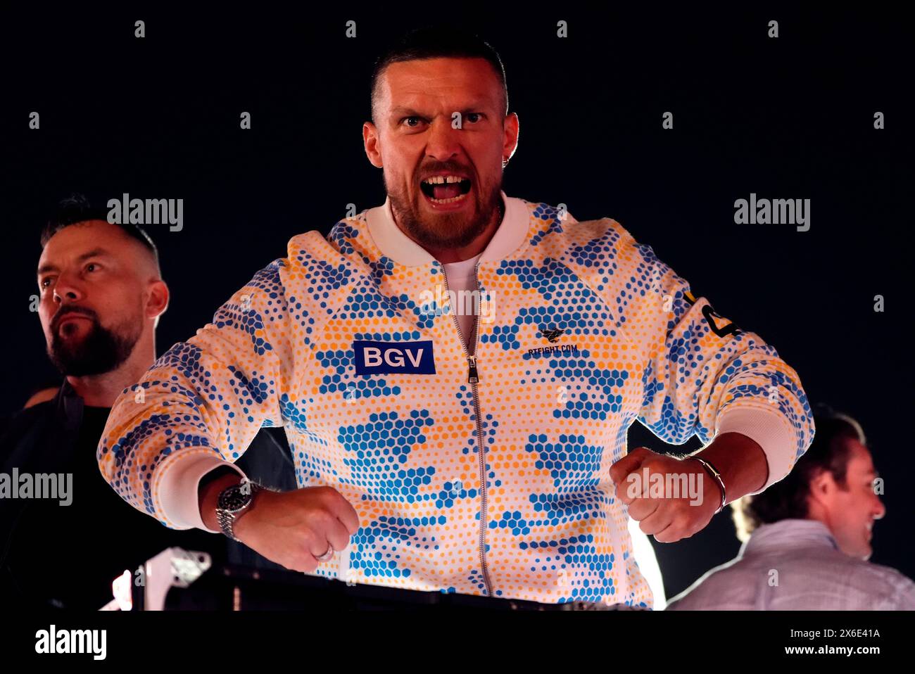 Oleksandr Usyk durante i grandi arrivi cerimoniali al Boulevard City Music World, Riyadh, Arabia Saudita. Sabato 18 maggio si svolgerà la lotta per il titolo IBF, WBA, WBC e WBO tra Tyson Fury e Oleksandr Usyk. Data foto: Martedì 14 maggio 2024. Foto Stock