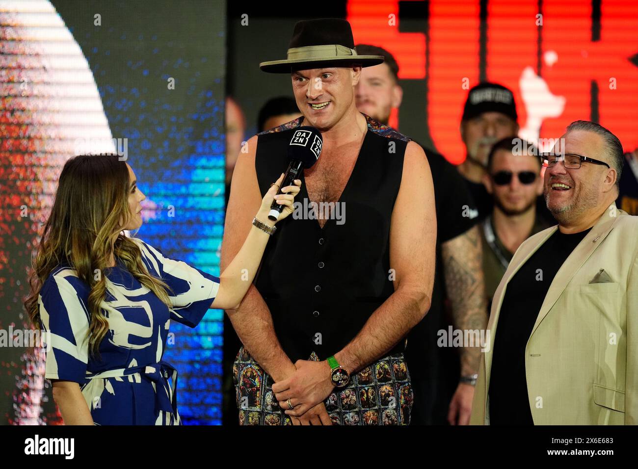 Tyson Fury durante i grandi arrivi cerimoniali al Boulevard City Music World, Riyadh, Arabia Saudita. Sabato 18 maggio si svolgerà la lotta per il titolo IBF, WBA, WBC e WBO tra Tyson Fury e Oleksandr Usyk. Data foto: Martedì 14 maggio 2024. Foto Stock