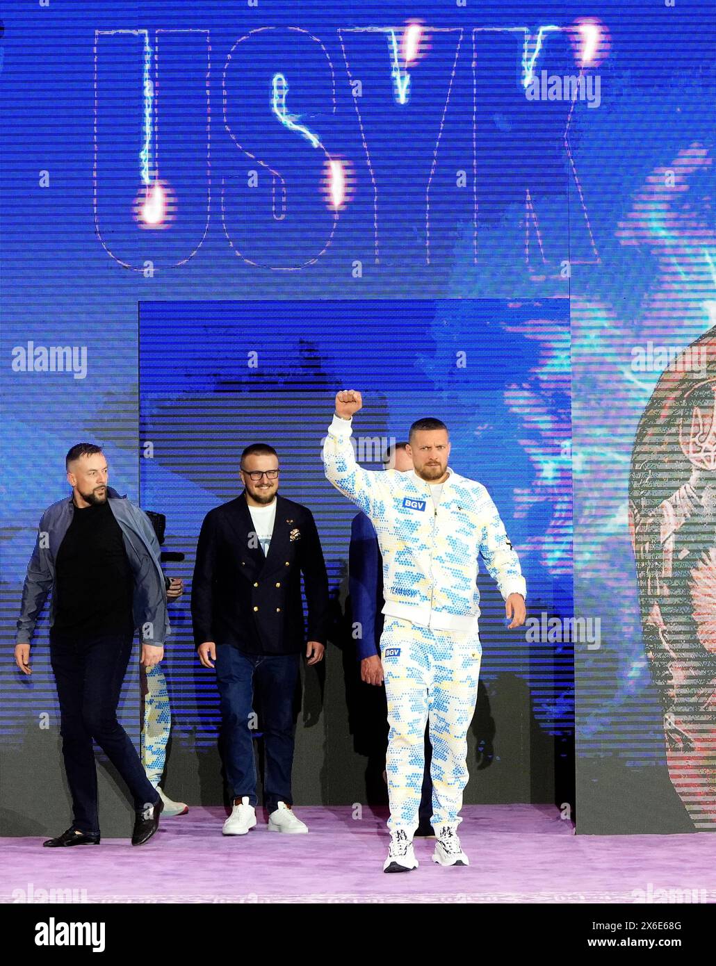 Oleksandr Usyk durante i grandi arrivi cerimoniali al Boulevard City Music World, Riyadh, Arabia Saudita. Sabato 18 maggio si svolgerà la lotta per il titolo IBF, WBA, WBC e WBO tra Tyson Fury e Oleksandr Usyk. Data foto: Martedì 14 maggio 2024. Foto Stock