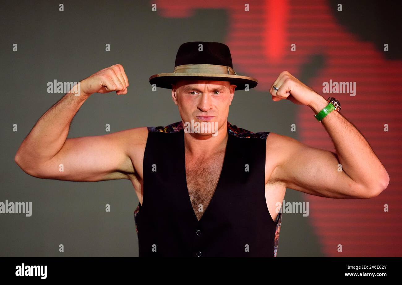 Tyson Fury durante i grandi arrivi cerimoniali al Boulevard City Music World, Riyadh, Arabia Saudita. Sabato 18 maggio si svolgerà la lotta per il titolo IBF, WBA, WBC e WBO tra Tyson Fury e Oleksandr Usyk. Data foto: Martedì 14 maggio 2024. Foto Stock