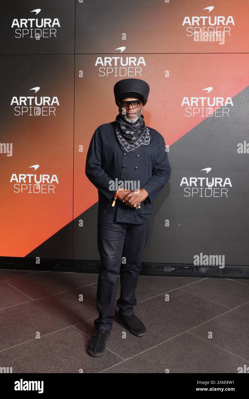 SOLO PER USO EDITORIALE Jazzie B arriva al primo evento di Londra per la nuova McLaren Artura Spider, a Outernet Londra. Data foto: Martedì 14 maggio 2024. Foto Stock