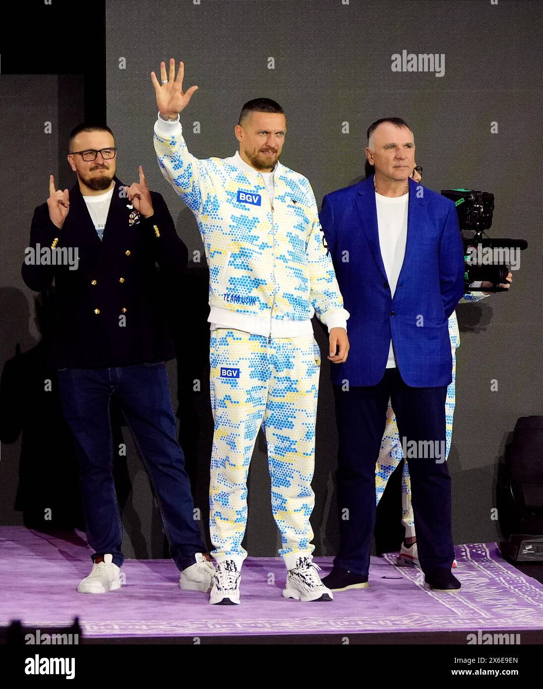 Oleksandr Usyk durante i grandi arrivi cerimoniali al Boulevard City Music World, Riyadh, Arabia Saudita. Sabato 18 maggio si svolgerà la lotta per il titolo IBF, WBA, WBC e WBO tra Tyson Fury e Oleksandr Usyk. Data foto: Martedì 14 maggio 2024. Foto Stock