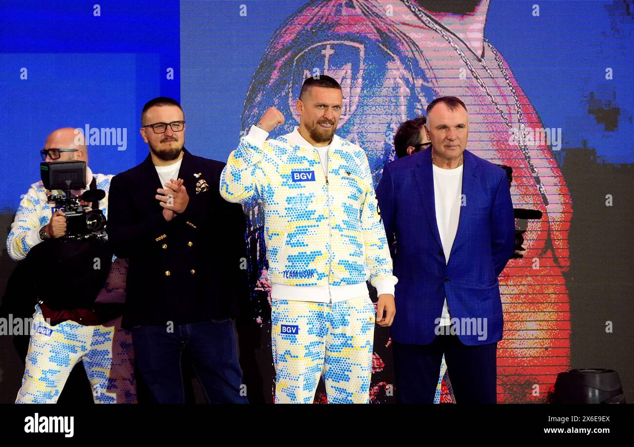 Oleksandr Usyk durante i grandi arrivi cerimoniali al Boulevard City Music World, Riyadh, Arabia Saudita. Sabato 18 maggio si svolgerà la lotta per il titolo IBF, WBA, WBC e WBO tra Tyson Fury e Oleksandr Usyk. Data foto: Martedì 14 maggio 2024. Foto Stock