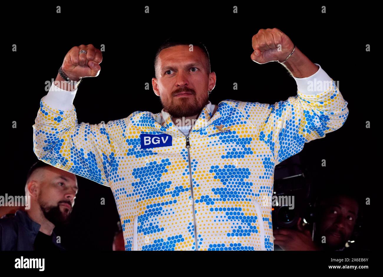 Oleksandr Usyk durante i grandi arrivi cerimoniali al Boulevard City Music World, Riyadh, Arabia Saudita. Sabato 18 maggio si svolgerà la lotta per il titolo IBF, WBA, WBC e WBO tra Tyson Fury e Oleksandr Usyk. Data foto: Martedì 14 maggio 2024. Foto Stock