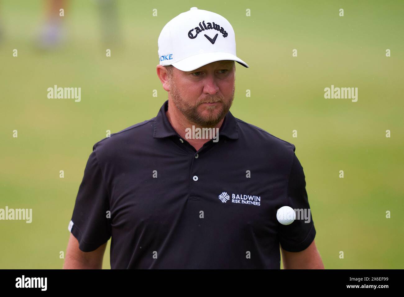 Brice Garnett degli Stati Uniti in azione durante un round di prove prima del 2024 PGA Championship al Valhalla Golf Club il 14 maggio 2024 a Louis Foto Stock