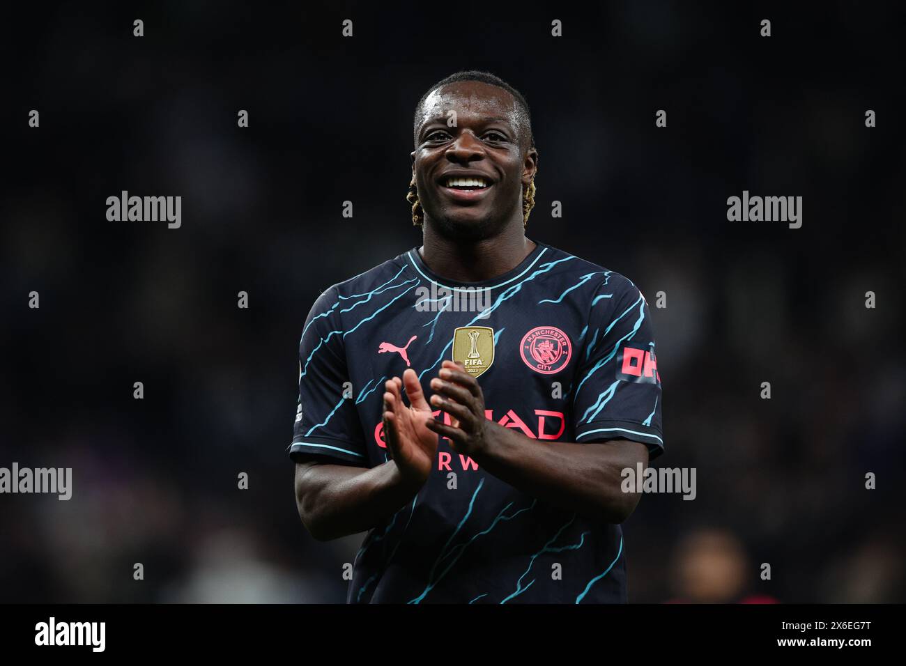 LONDRA, Regno Unito - 14 maggio 2024: Jeremy Doku del Manchester City celebra la partita di Premier League tra il Tottenham Hotspur e il Manchester City allo stadio Tottenham Hotspur (credito: Craig Mercer/ Alamy Live News) Foto Stock