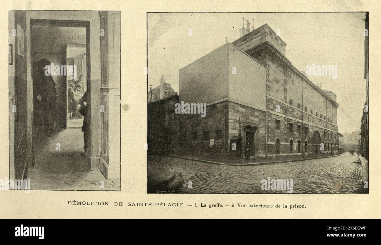Prigione di Sainte-Pélagie, Parigi, Francia, vittoriano, anni '1890, XIX secolo. Sainte-Pélagie era una prigione di Parigi, in uso attivo dal 1790 al 1899. Tenne molti prigionieri noti durante la Rivoluzione francese, con Madame Roland, Grace Dalrymple Elliott e Marie-Louise o'Murphy tra i prigionieri noti. Dopo la rivoluzione, il marchese de Sade fu imprigionato qui Foto Stock