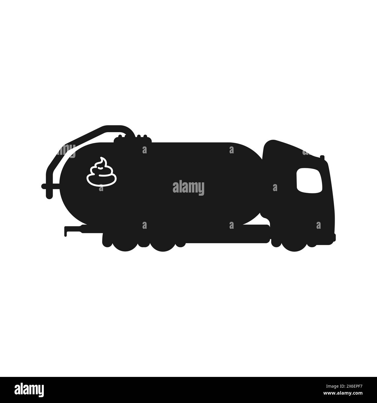 Logo trasporto merci. Pompaggio delle fogne con una fogna. Icona trasporto. Auto nera, vettore di camion. Illustrazione vettoriale. Illustrazione Vettoriale