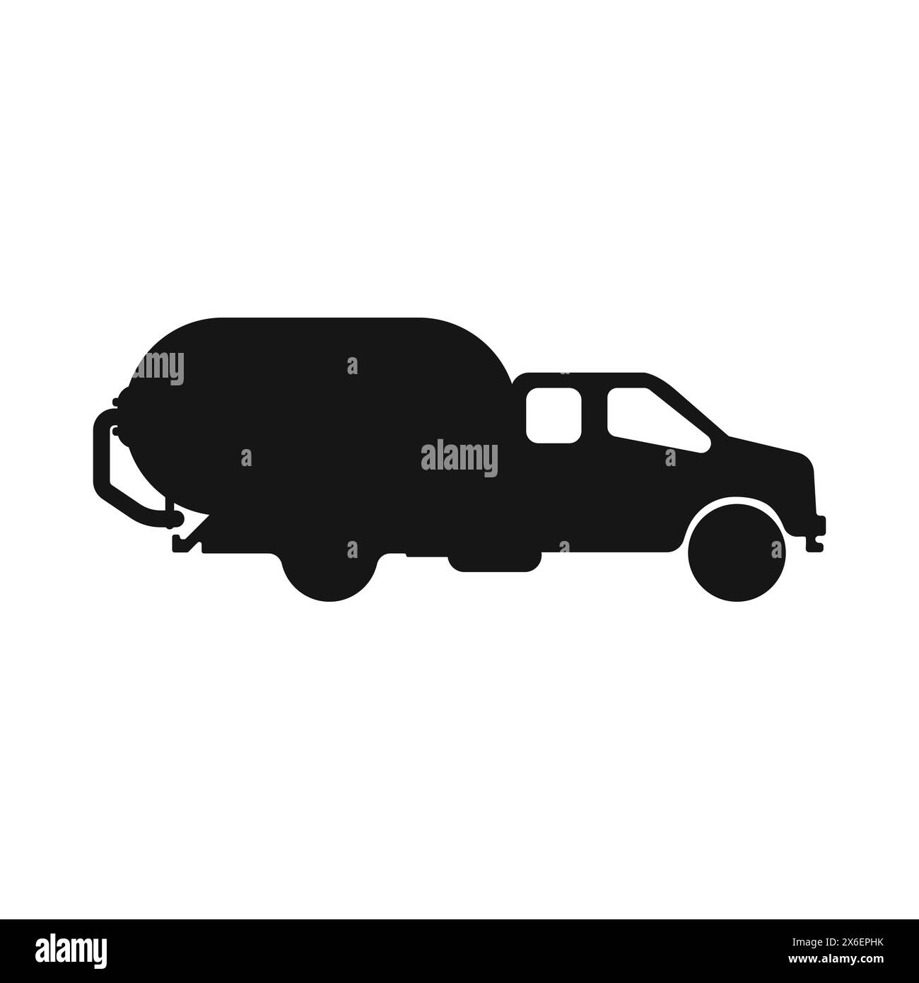 Logo trasporto merci. Pompaggio delle fogne con una fogna. Icona trasporto. Auto nera, vettore di camion. Illustrazione vettoriale. Illustrazione Vettoriale