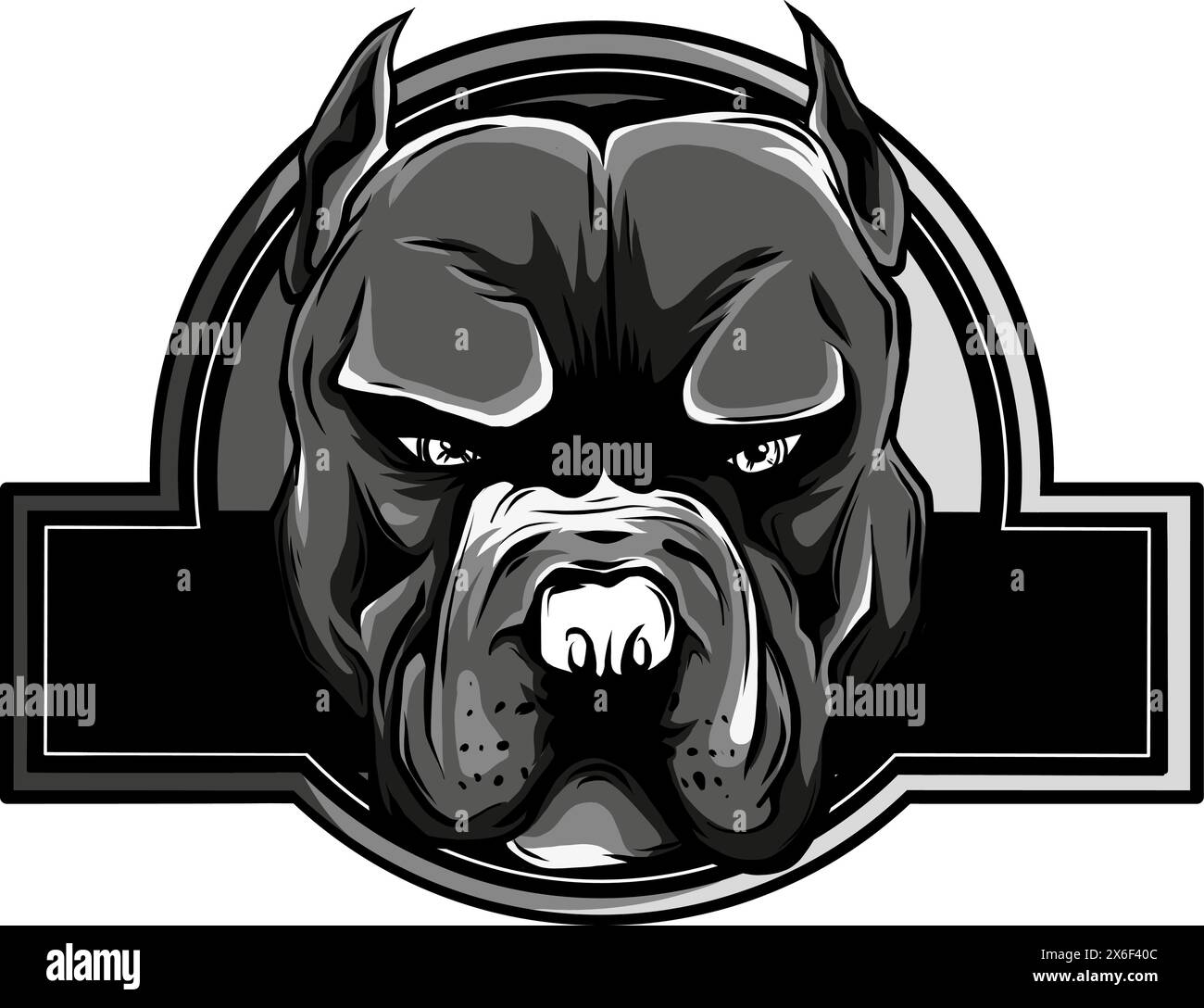 l'icona monocromatica del logo pit bull disegna un'illustrazione vettoriale Illustrazione Vettoriale