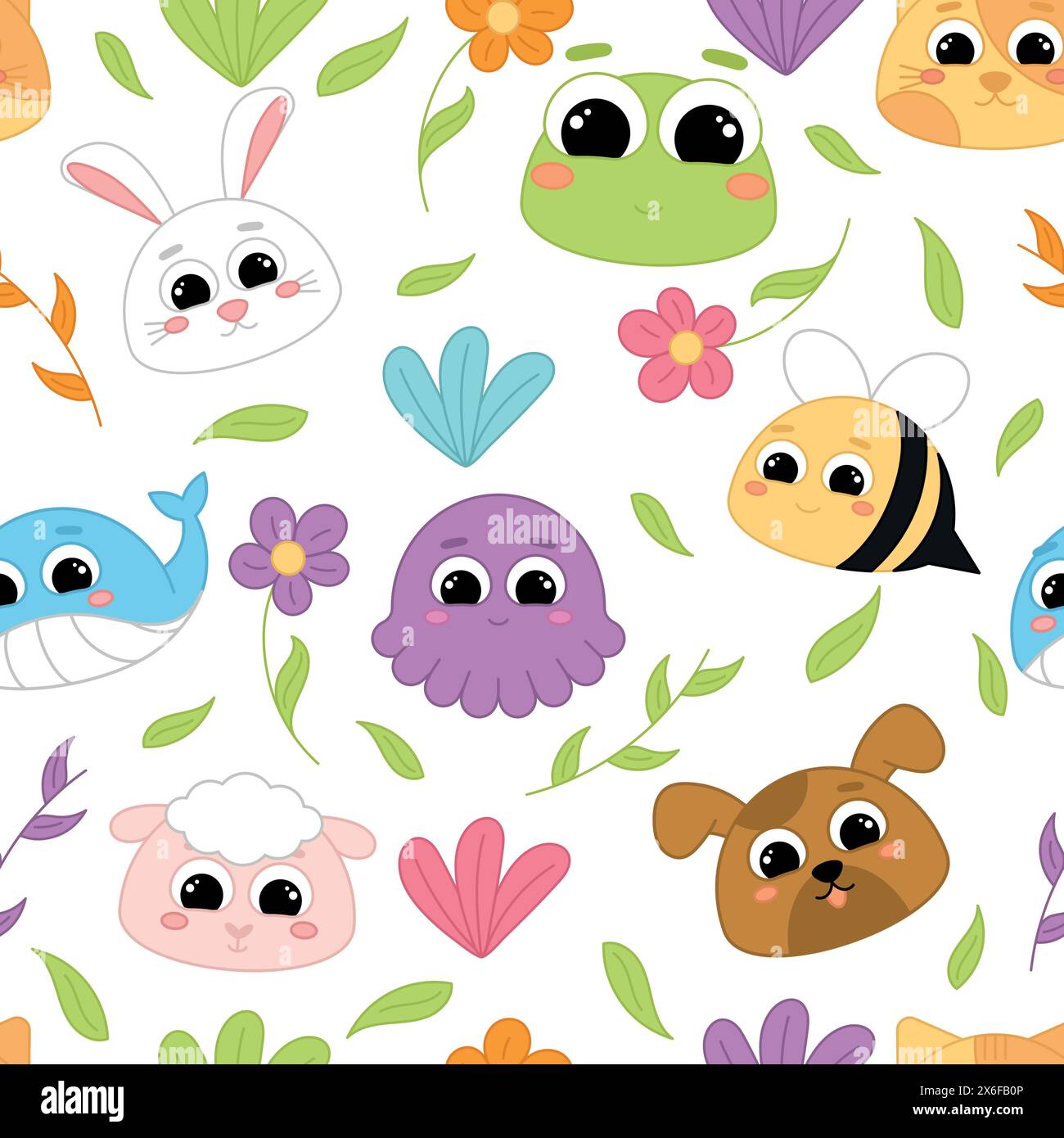 Le simpatiche icone degli animali kawaii si ispirano a Vector Illustrazione Vettoriale