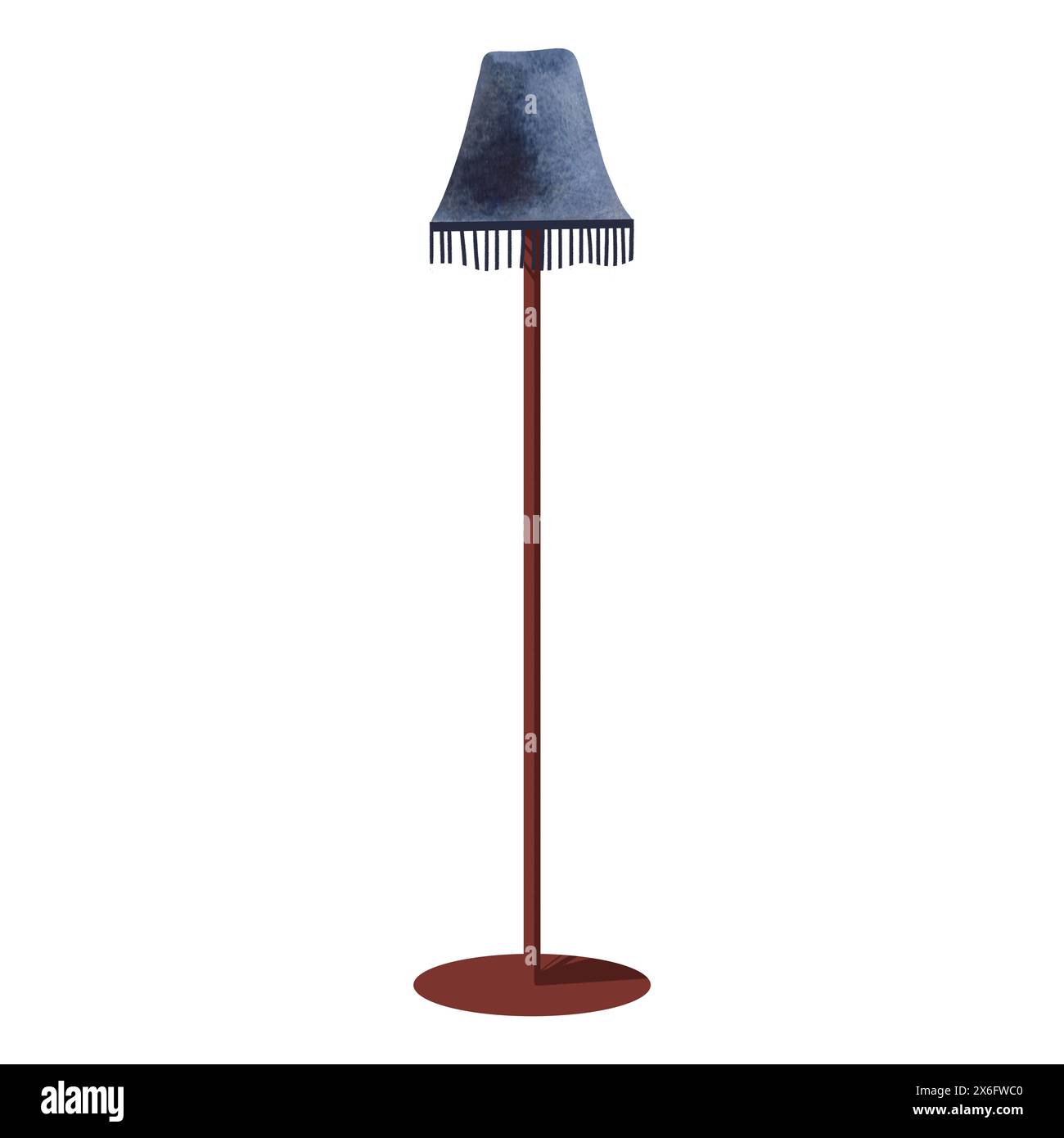 Piantana per la lettura. Mobili. Vuoto per la progettazione di interni di un salotto o di una biblioteca. Lampada, sorgente luminosa. Illustrazione dell'acquerello isolato su Foto Stock