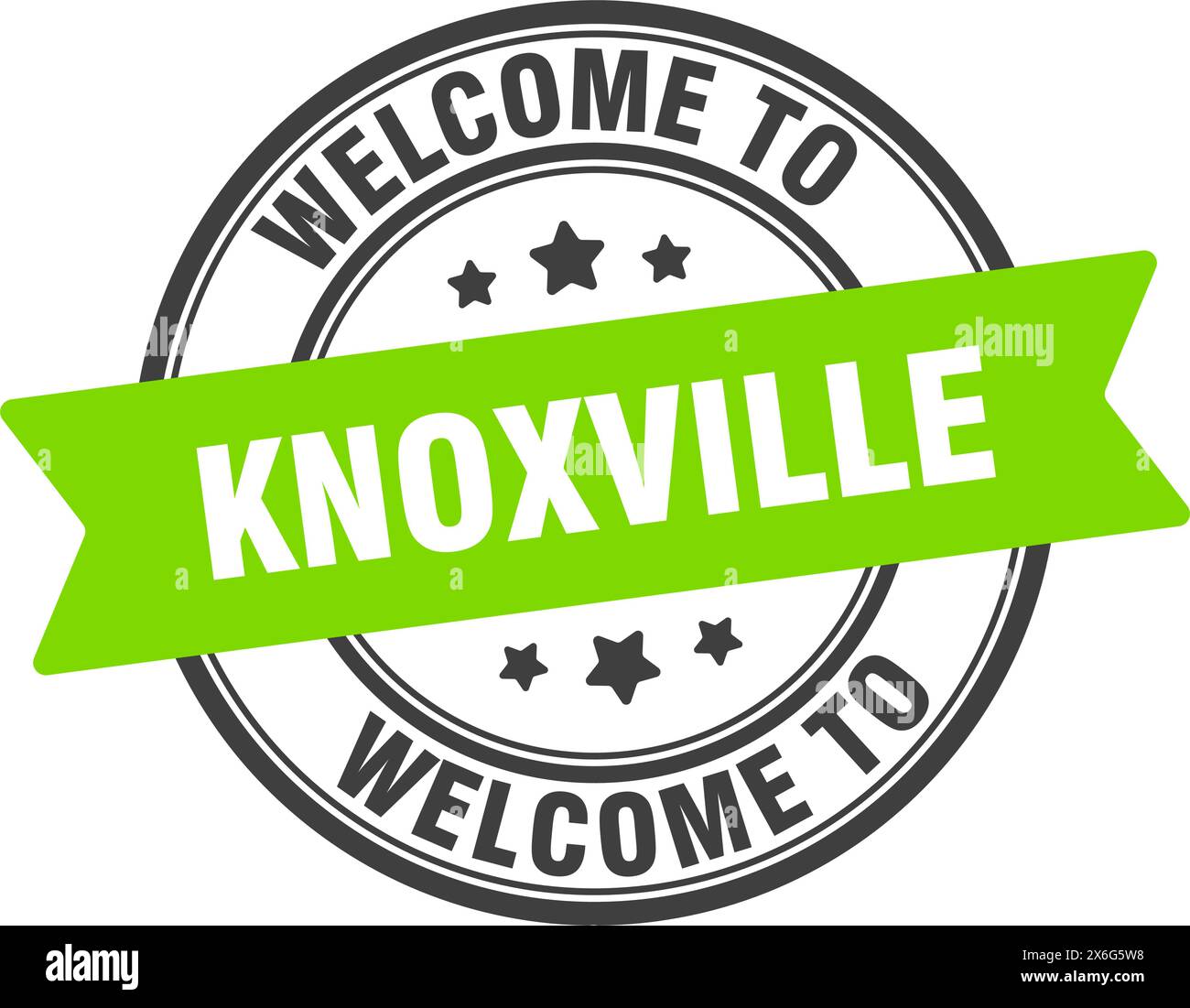 Benvenuto al francobollo di Knoxville. Cartello rotondo di Knoxville isolato su sfondo bianco Illustrazione Vettoriale