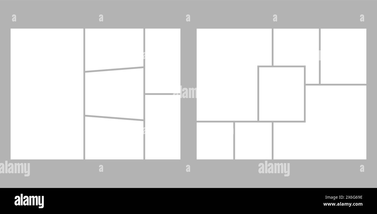 Disposizione geometrica minimalista della cornice per album fotografici e foto di matrimoni. da 8,5 a 11 in proporzione Illustrazione Vettoriale
