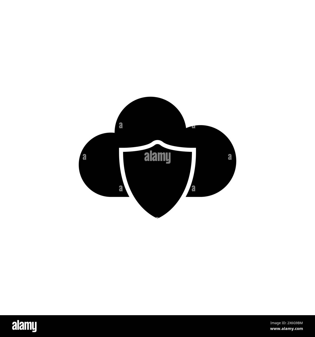 Shield Cloud, icona vettoriale piatta di protezione dei dati. Simbolo solido semplice isolato su sfondo bianco. Shield Cloud, modello di progettazione dei segnali di protezione dei dati f Illustrazione Vettoriale