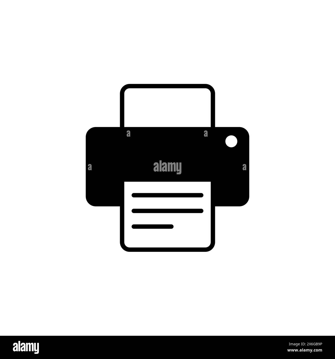 Stampante per ufficio, Stampa dell'icona vettoriale del documento. Simbolo solido semplice isolato su sfondo bianco. Stampante per ufficio, stampa firma documento design te Illustrazione Vettoriale