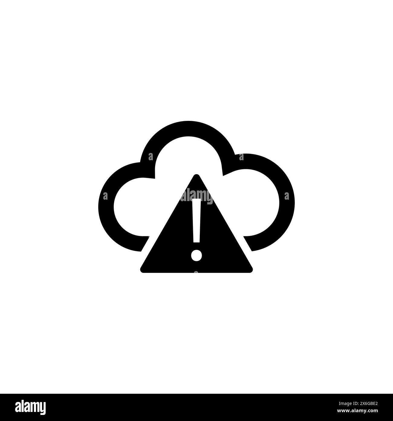 Avvertenza Cloud Computing, icona vettore piatto attacco DDoS. Simbolo solido semplice isolato su sfondo bianco. Avvertenza Cloud Computing, firma degli attacchi DDoS Illustrazione Vettoriale