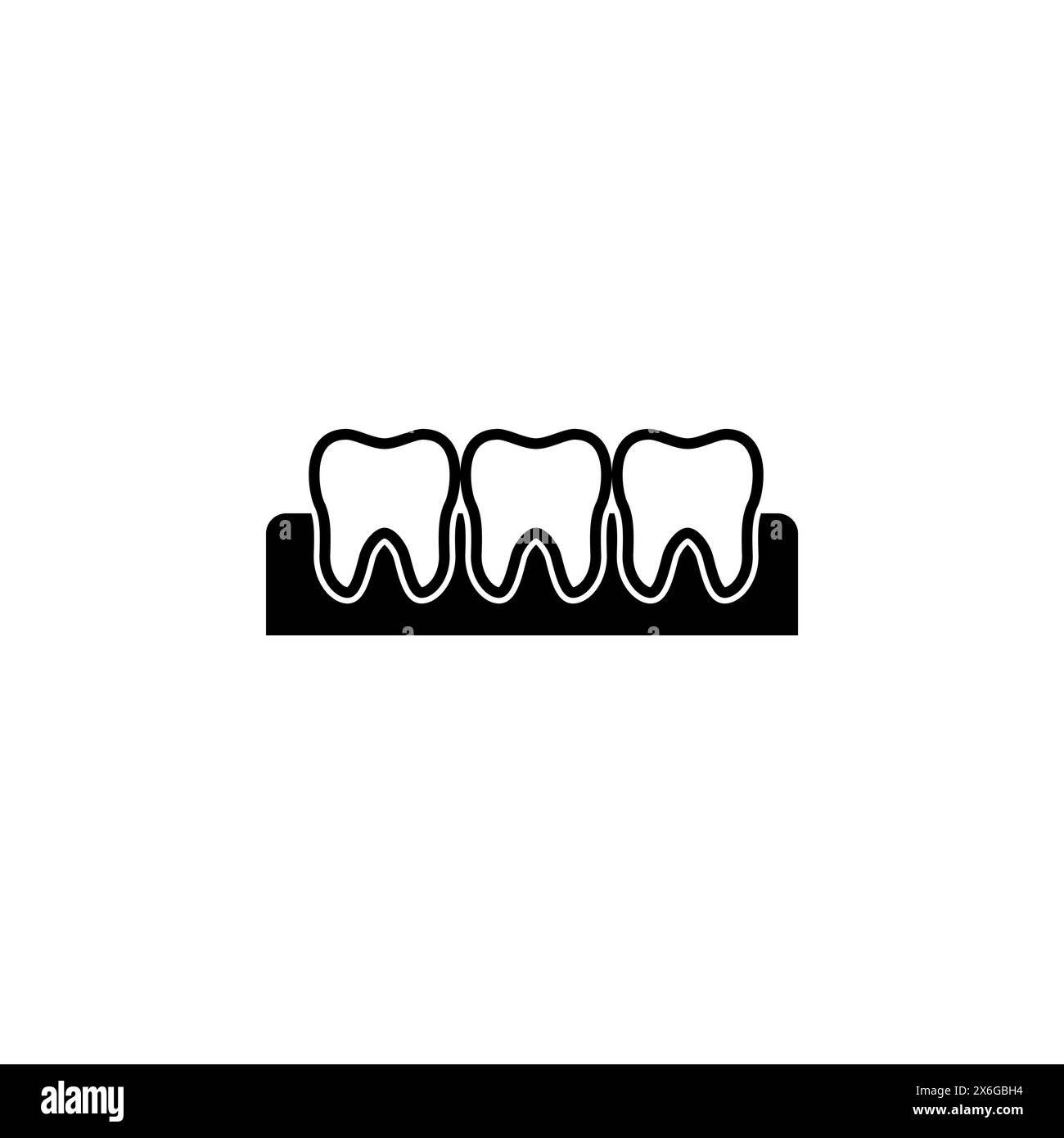 Dente in gomma, icona vettoriale piatta parodontite. Simbolo solido semplice isolato su sfondo bianco. Dente in gomma, modello di disegno segno parodontite per W Illustrazione Vettoriale