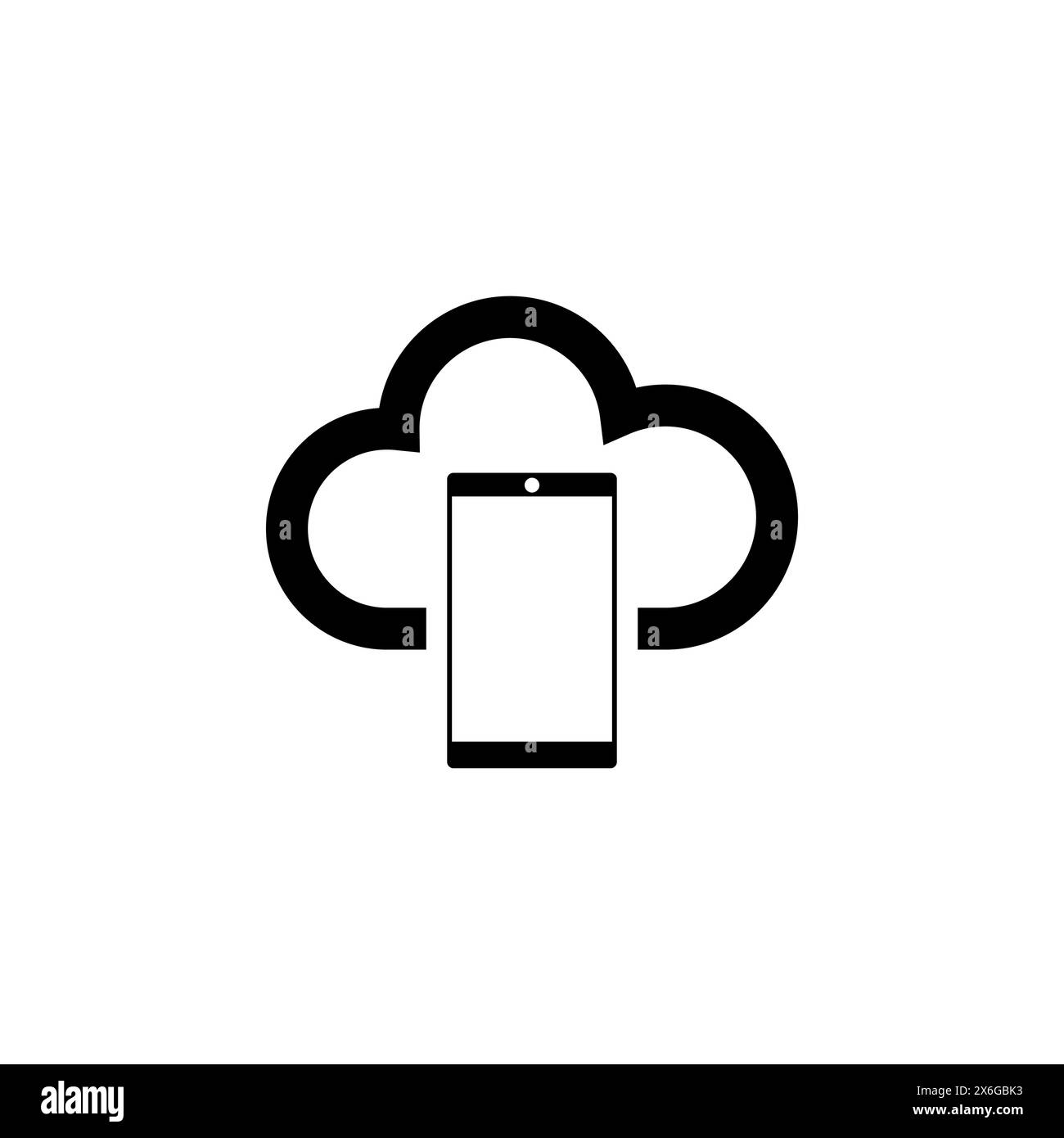 Smartphone Cloud Computing, icona vettoriale piatta di backup dei dati. Simbolo solido semplice isolato su sfondo bianco. Cloud computing per smartphone, backup dei dati si Illustrazione Vettoriale