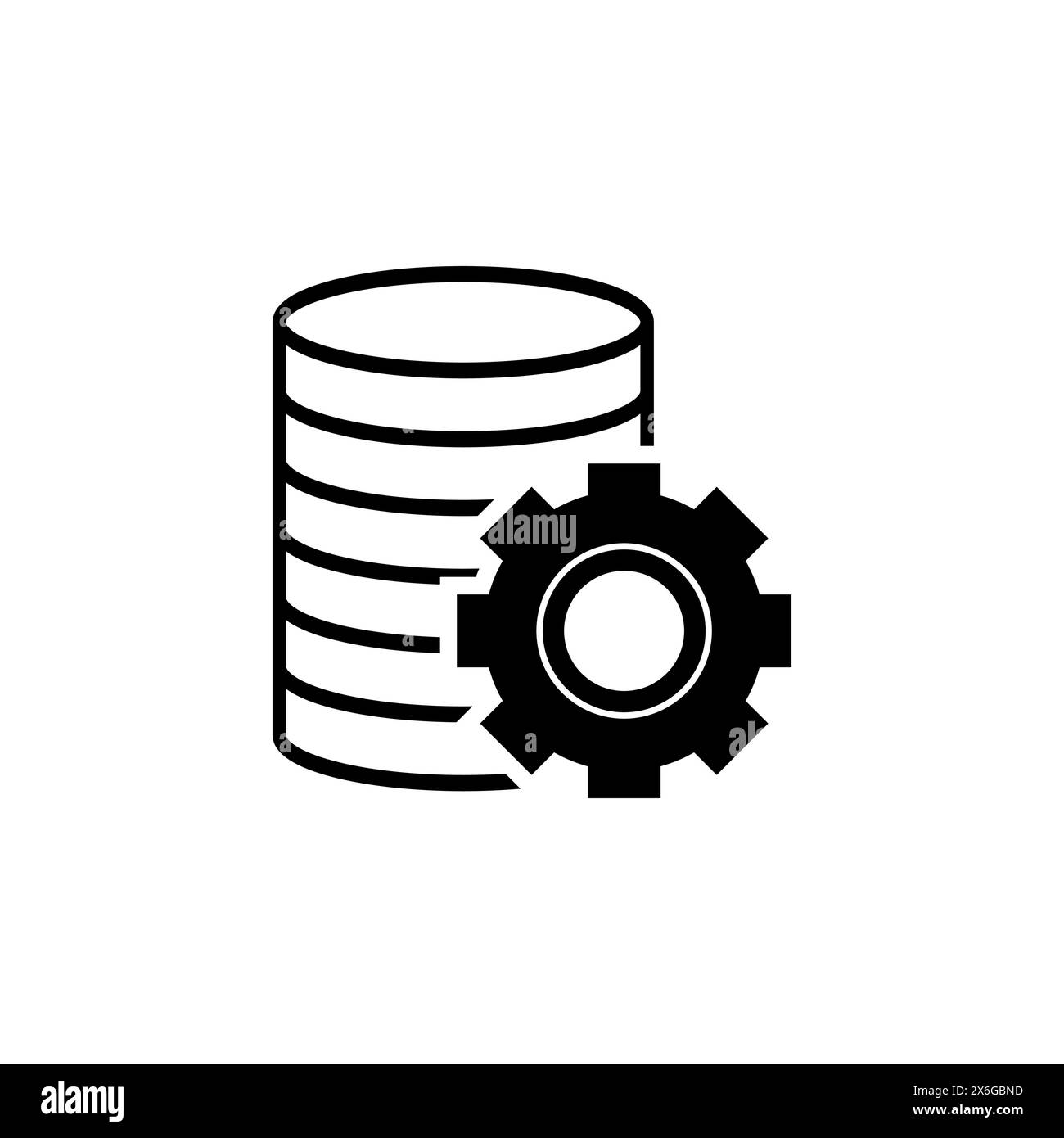 Centro database, icona vettoriale piatta Impostazioni server dati. Simbolo solido semplice isolato su sfondo bianco. Database Center, Data Server Settings sign d Illustrazione Vettoriale