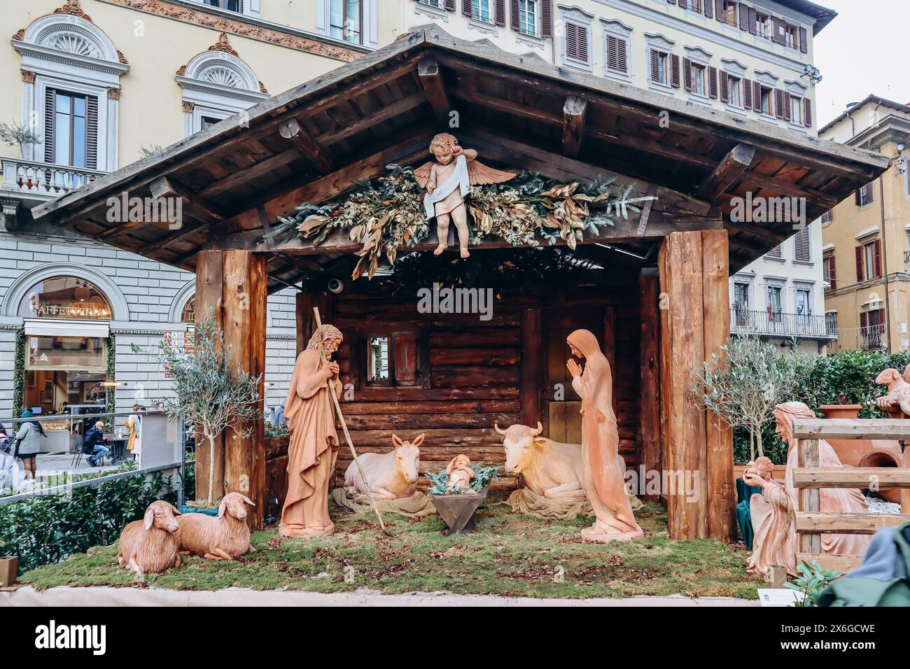 Firenze, Italia - 31 dicembre 2023: Asilo nido di Natale nel centro di Firenze Foto Stock