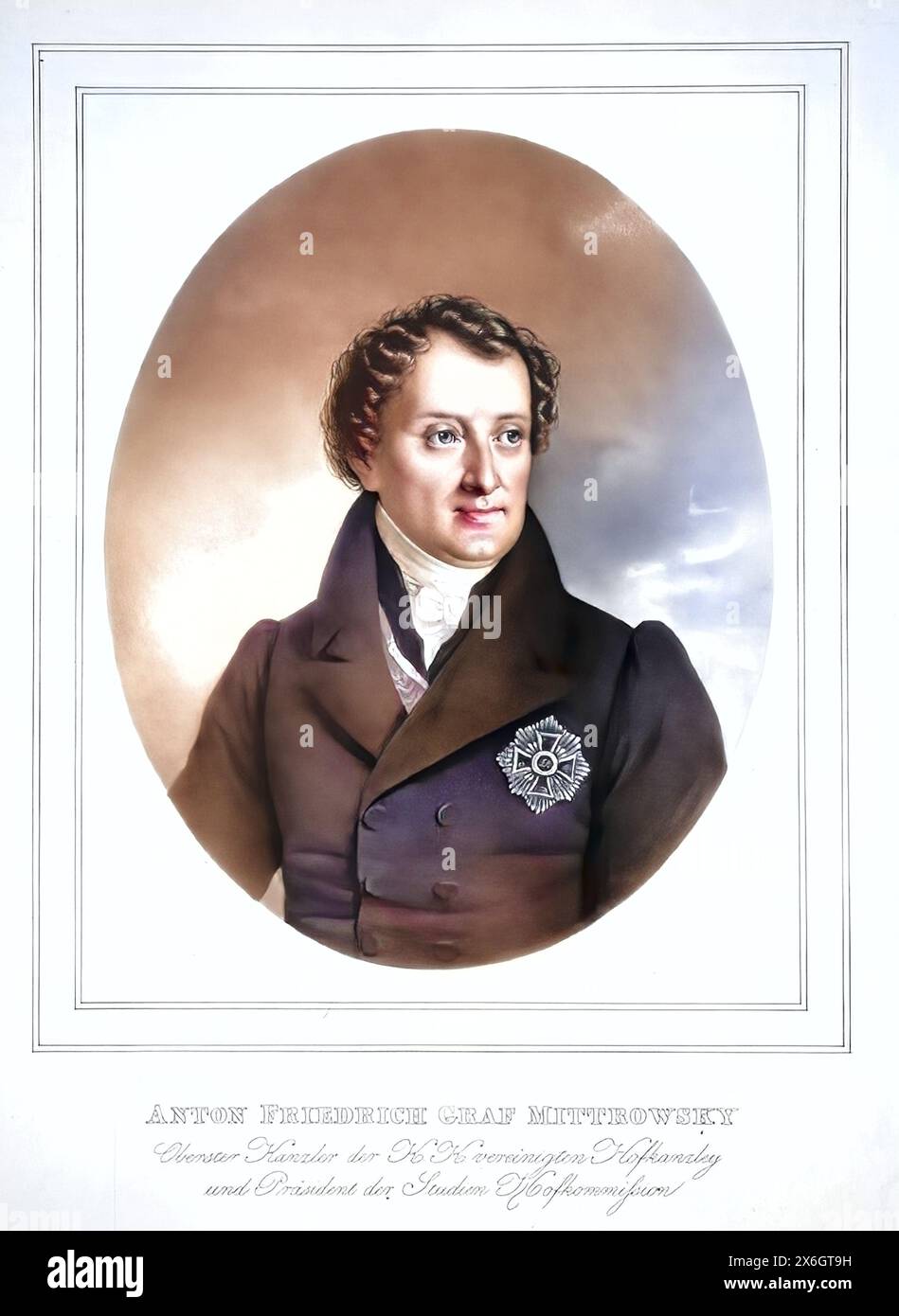 Anton Friedrich Graf Mittrowsky von Mittrowitz und Nemischl (geb. 20. Mai 1770 a Bruenn, gest. 1. September 1842 in Wien) entstammte einem alten maehrischen Adelsgeschlecht, War oesterreichisch-Ungarische Monarchie, k. u. k.-Monarchie Wirklicher Geheimer Rat und Kaemmerer, Gouverneur von Maehren und Schlesien, Oberster Kanzler der oesterreichisch-Ungarische Monarchie, Jahrhundert, data record non dichiarata Foto Stock