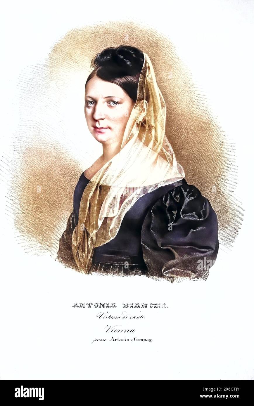 Antonia Bianchi, italienische Saengerin, Gattin von Niccolo Paganini, Historisch, digital restaurierte Reproduktion von einer Vorlage aus dem 19. Jahrhundert, data record non dichiarata Foto Stock