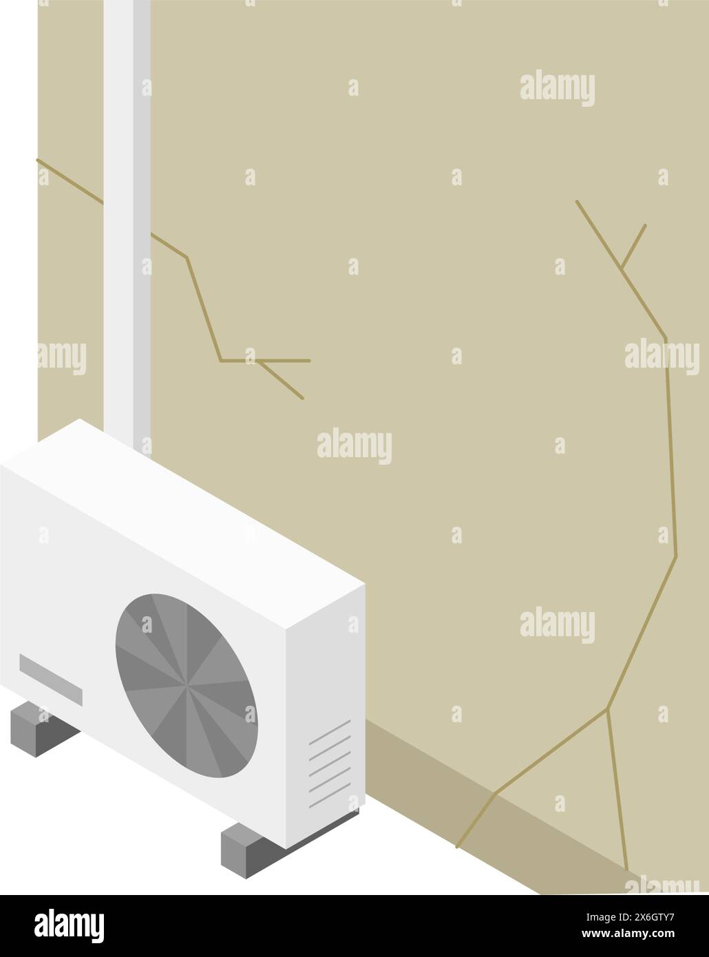 Ristrutturazione di abitazioni, pareti incrinate, illustrazione isometrica, illustrazione vettoriale Illustrazione Vettoriale
