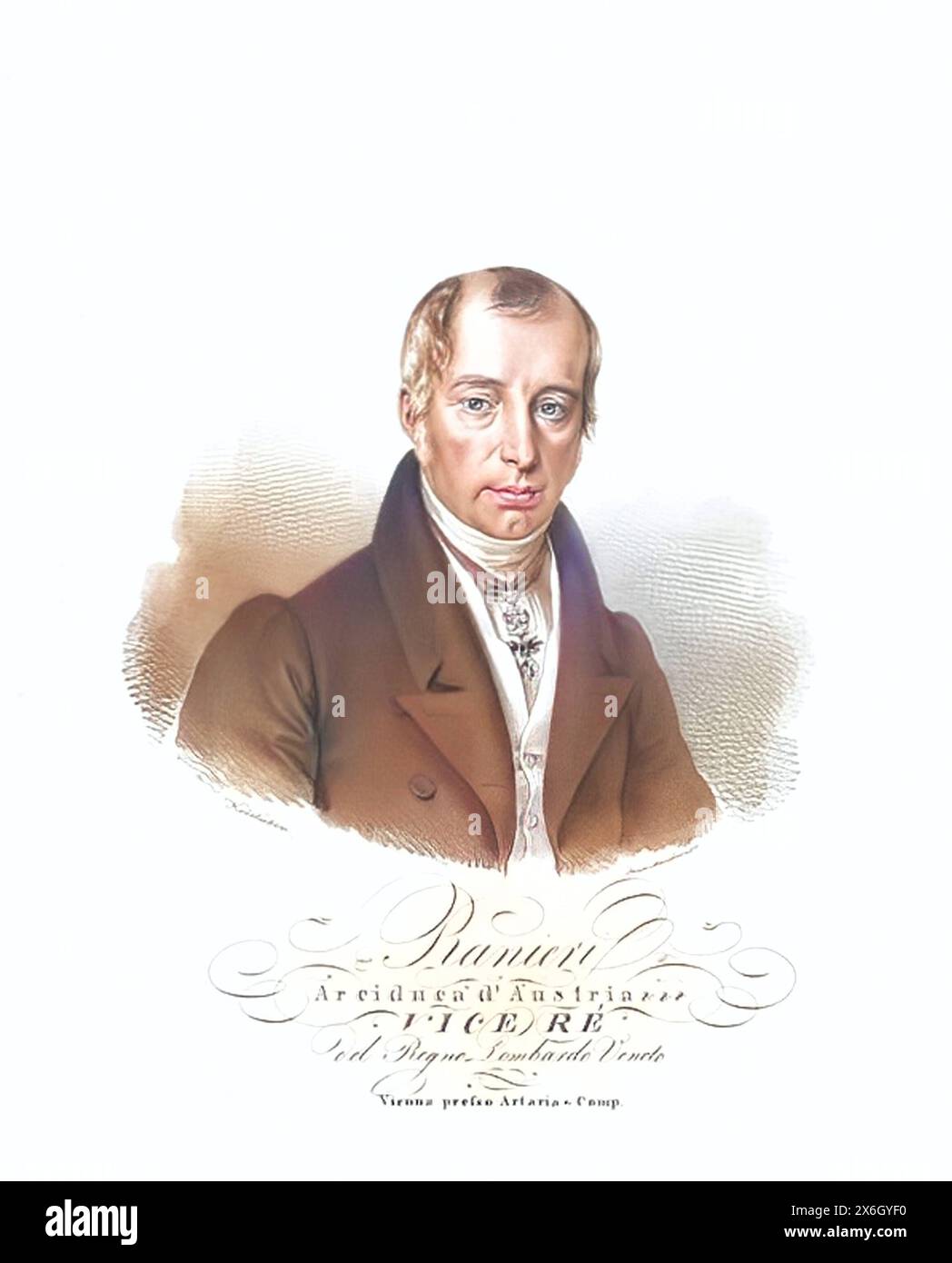 Rainer Joseph Johann Michael Franz Hieronymus von oesterreich geb. 30. Settembre 1783 a Pisa, Gest. 16. Januar 1853 a Bolzano aus dem Haus Habsburg-lo Foto Stock