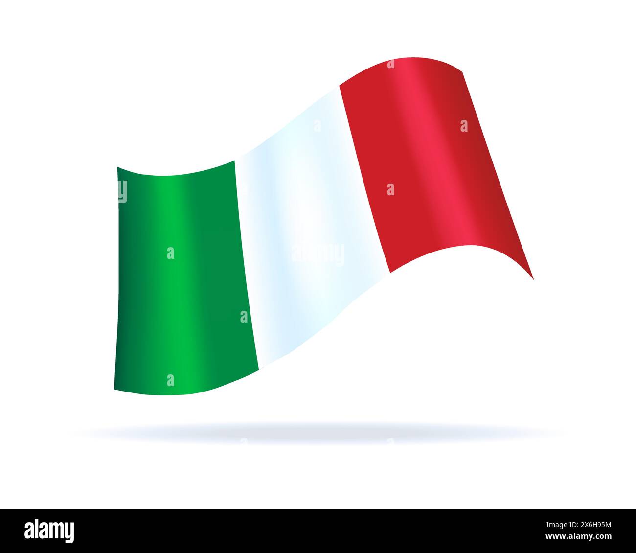 Luccicante bandiera italiana in raso che sventola nell'aria Illustrazione Vettoriale
