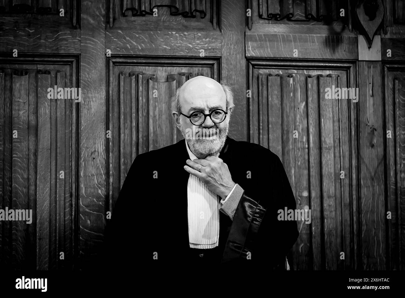 Liegi, Belgio. 15 maggio 2024. Avvocato Marc Preumont nella foto durante la costituzione della giuria per il processo a Davin e Bouton, davanti alla Corte d'assise Liegi, mercoledì 15 maggio 2024, a Liegi. Davin e Bouton sono accusati di omicidio, con razzismo o omofobia come circostanza aggravante, di Mbaye Wade (43). La vittima è stata pugnalata quindici volte con un coltello durante una data omosessuale la sera del 17 settembre 2020. BELGA PHOTO BRUNO FAHY credito: Belga News Agency/Alamy Live News Foto Stock