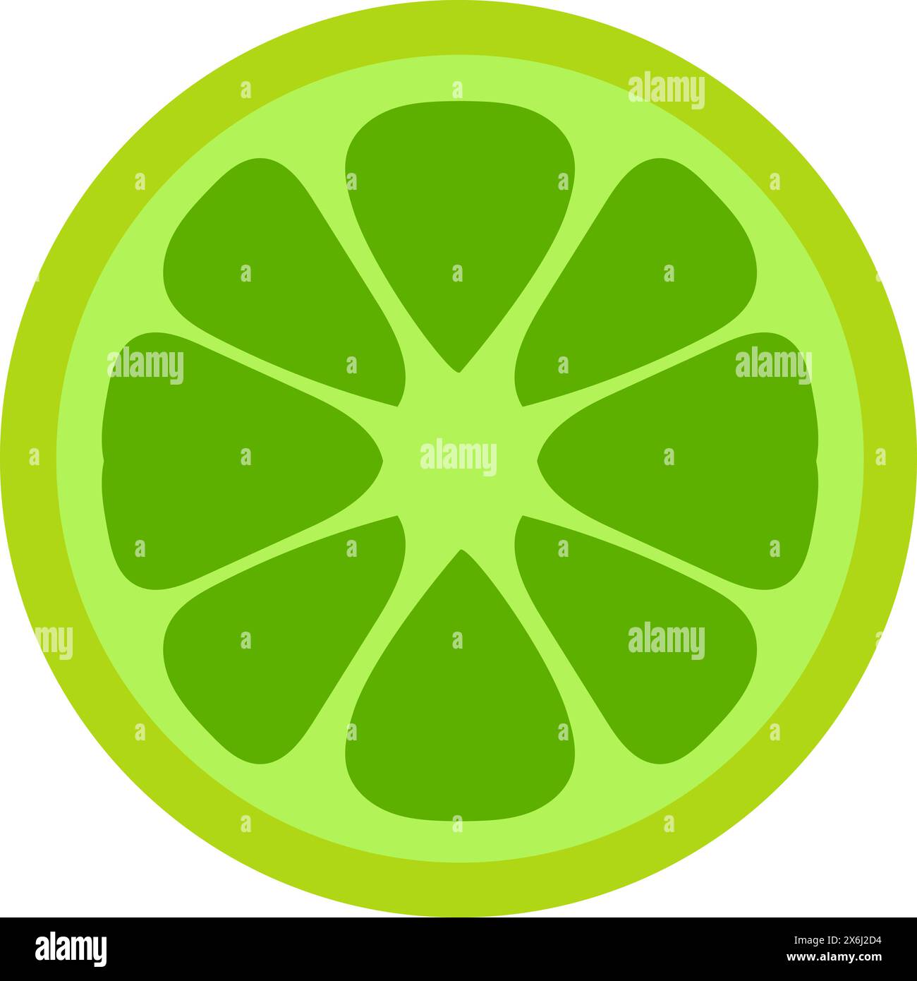 Pezzetto di lime tagliato a fette disegnato dal bambino. Disegno di lime di frutta brillante per bambini e senza scrupoli per creare uno striscione natalizio primaverile. Isol elemento vettoriale piatto disegnato a mano Illustrazione Vettoriale