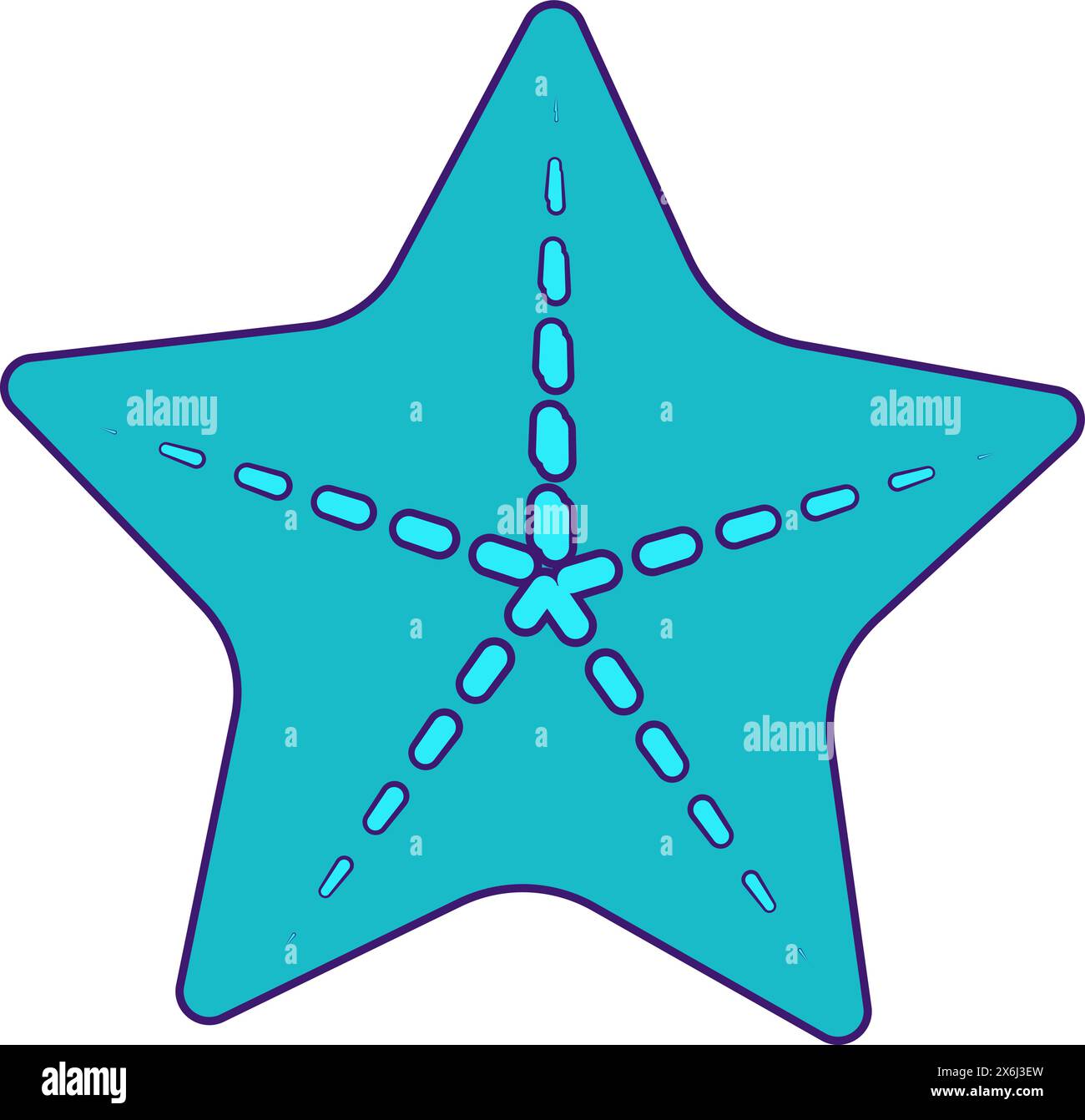 Mollusco marino a forma di stella abitante di acque profonde. Cinque stelle marine appuntite. Icona delle vacanze estive. Elemento vettoriale traccia semplice isolato su sfondo bianco Illustrazione Vettoriale