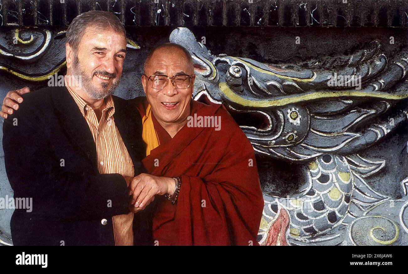 Jean Claude (Jean-Claude) CARRIERE et DALAI LAMA - Data : 19950101 ©John Foley/Opale.Photo Foto Stock