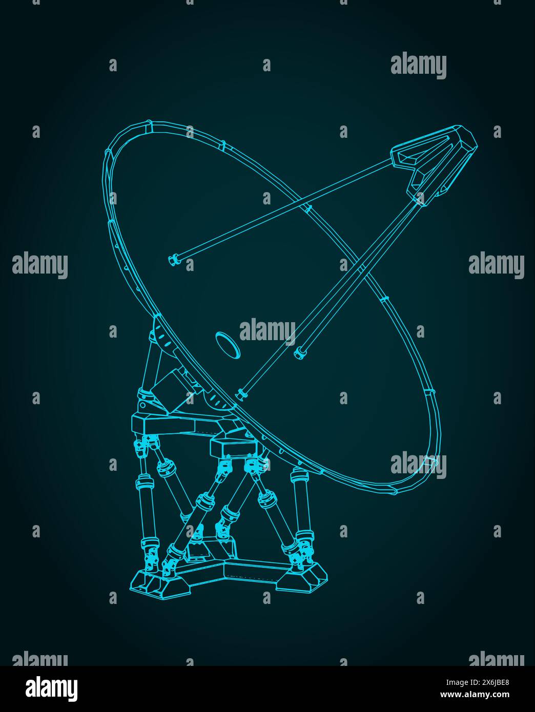 Illustrazione vettoriale stilizzata di un grande progetto di radiotelescopio Illustrazione Vettoriale