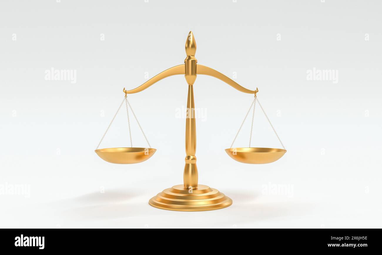 scala dell'equilibrio d'oro, simbolo di giustizia e equità nessuno Foto Stock