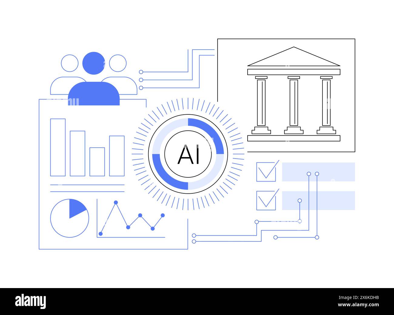 Illustrazione vettoriale del concetto astratto di analisi delle policy ottimizzata AI. Illustrazione Vettoriale