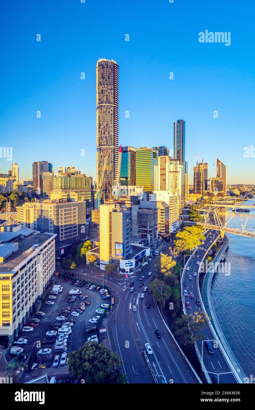 Vista sul fiume Brisbane. Brisbane, capitale dello stato australiano del Queensland. Foto Stock