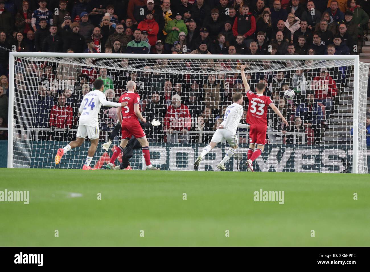 Patrick Bamford di Leeds segna 1-2 - Middlesbrough contro Leeds United, Sky Bet Championship, Riverside Stadium, Middlesbrough, Regno Unito - 22 aprile 2024 solo uso editoriale - si applicano restrizioni DataCo Foto Stock