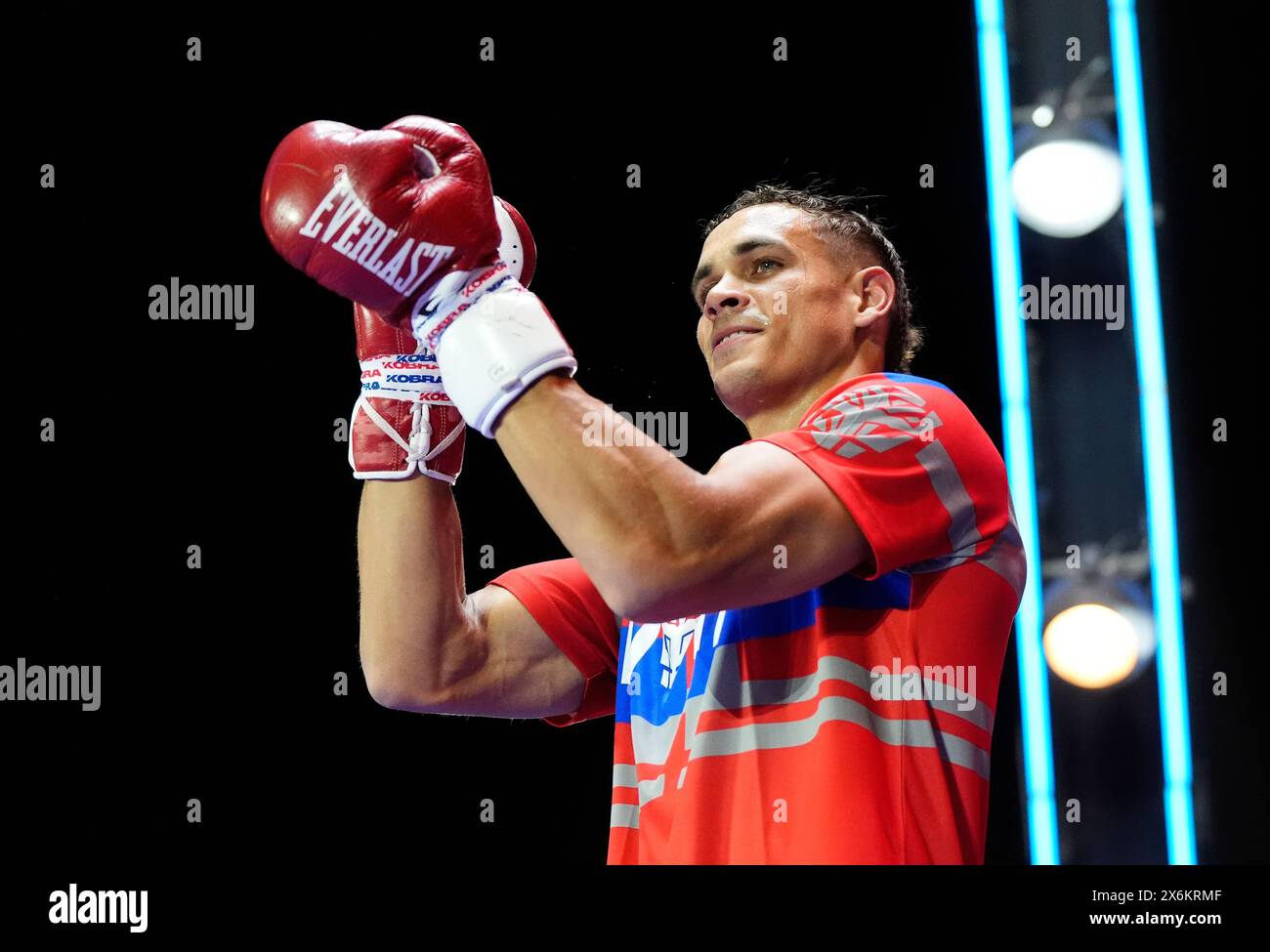 David Nyika durante un allenamento all'aperto al Boulevard City Music World, Riyadh, Arabia Saudita. Sabato 18 maggio si svolgerà la lotta per il titolo IBF, WBA, WBC e WBO tra Tyson Fury e Oleksandr Usyk. Data foto: Mercoledì 15 maggio 2024. Foto Stock