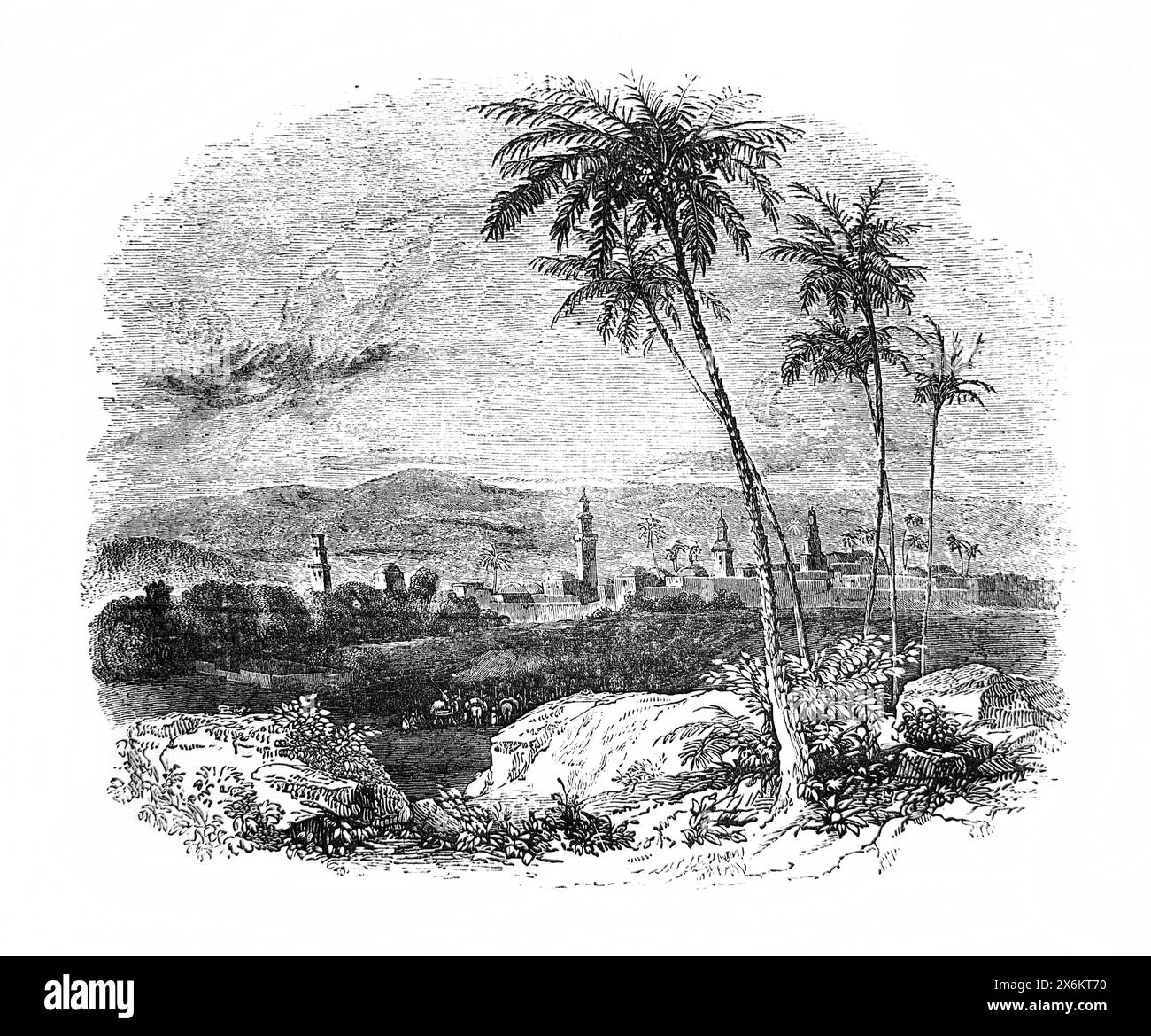 Incisione in legno di Rama - Arimatea città della Giudea si dice che sia la casa di Giuseppe di Arimthea che era l'uomo ricco che seppellì Gesù dopo il suo Cru Foto Stock