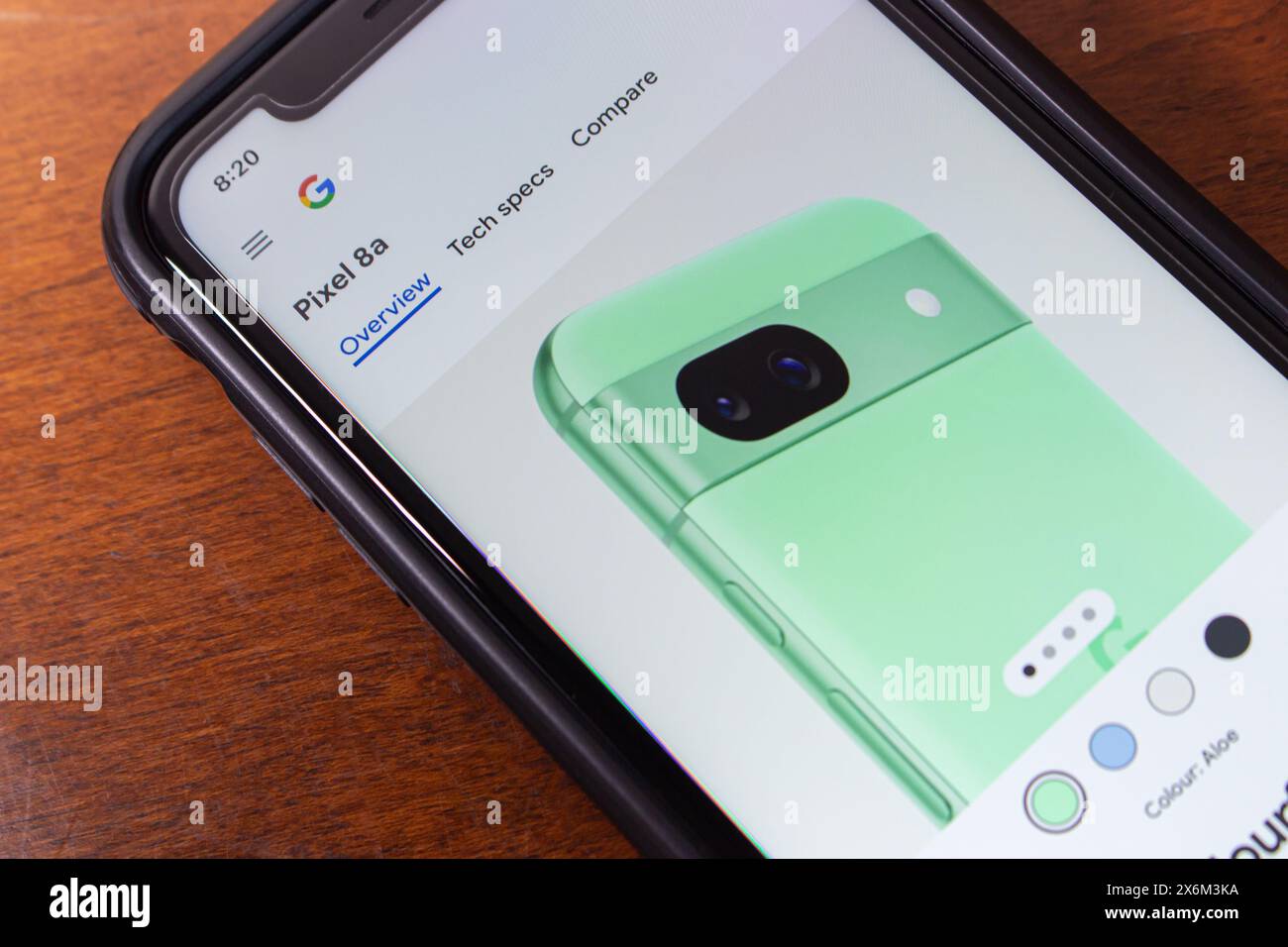 Sito Web Google Pixel 8a. Google Pixel 8a è uno smartphone economico che offre molte funzioni disponibili nei modelli di punta di Google, ma a un prezzo inferiore Foto Stock