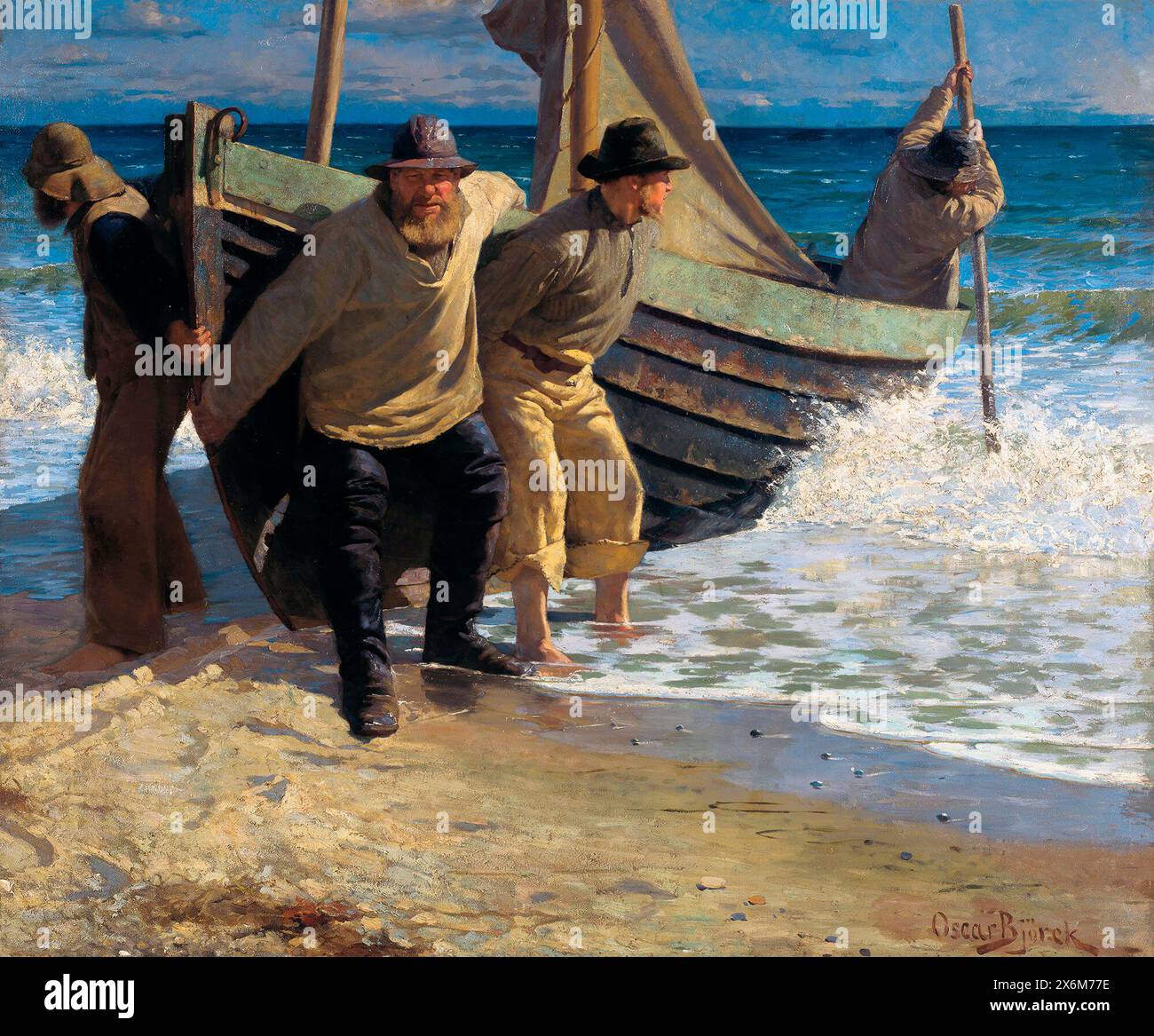 Lancio della barca Skagen - Oscar Bjorck, 1884 Foto Stock