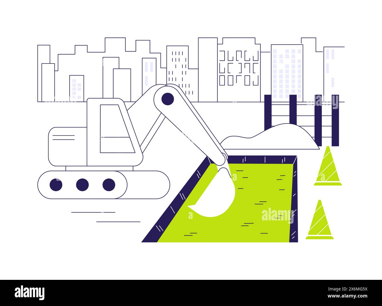 Illustrazione astratta del concetto di scavo del sito. Illustrazione Vettoriale