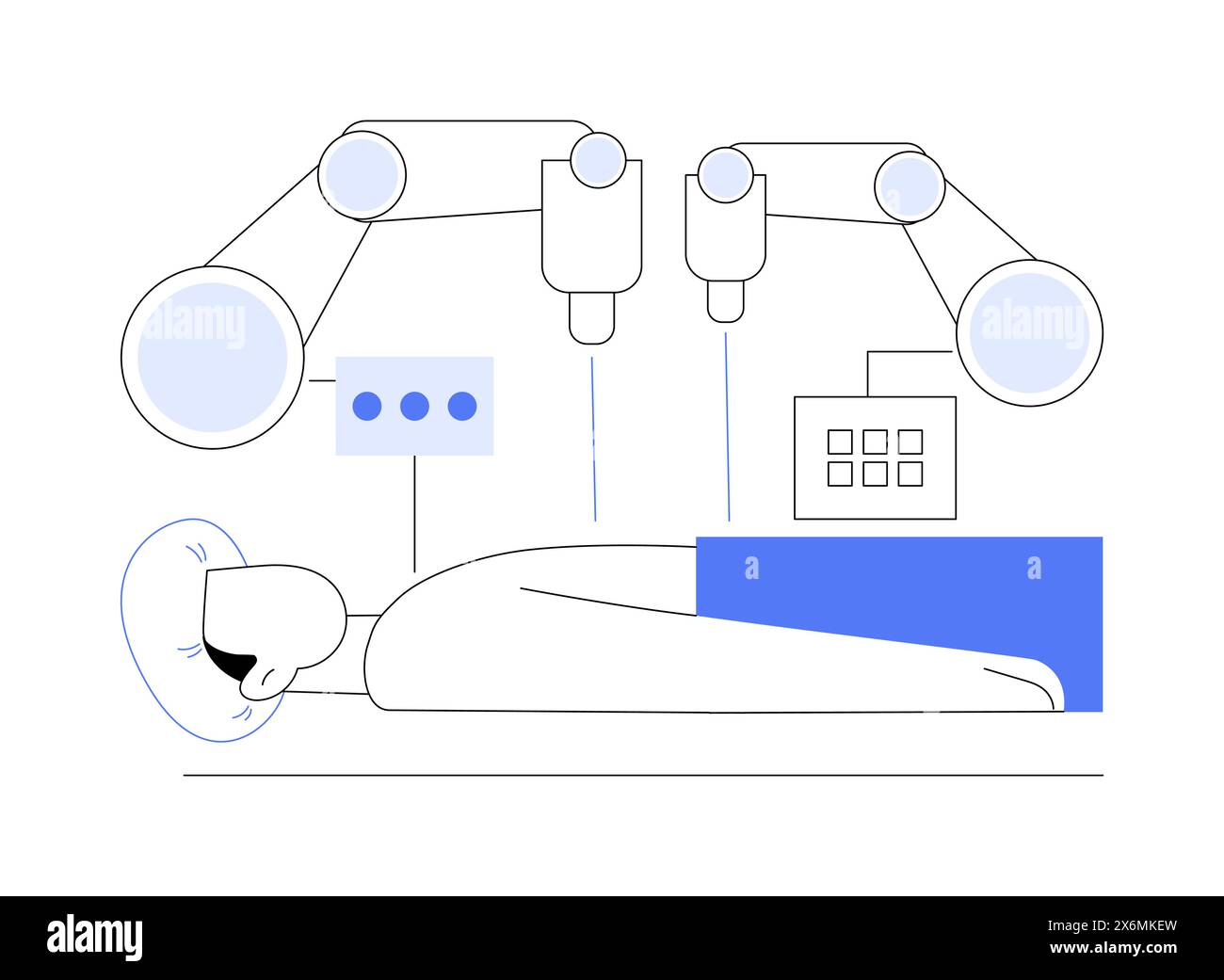 Illustrazioni vettoriali di cartoni animati isolati per robot chirurgico. Illustrazione Vettoriale
