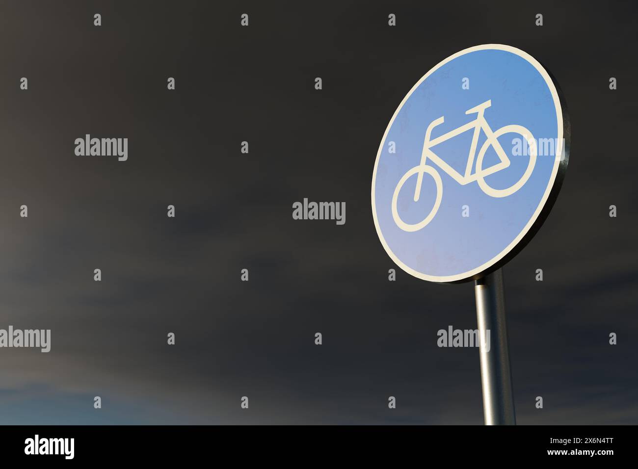 Segnaletica stradale pista ciclabile (radweg) - illustrazione 3D. Foto Stock