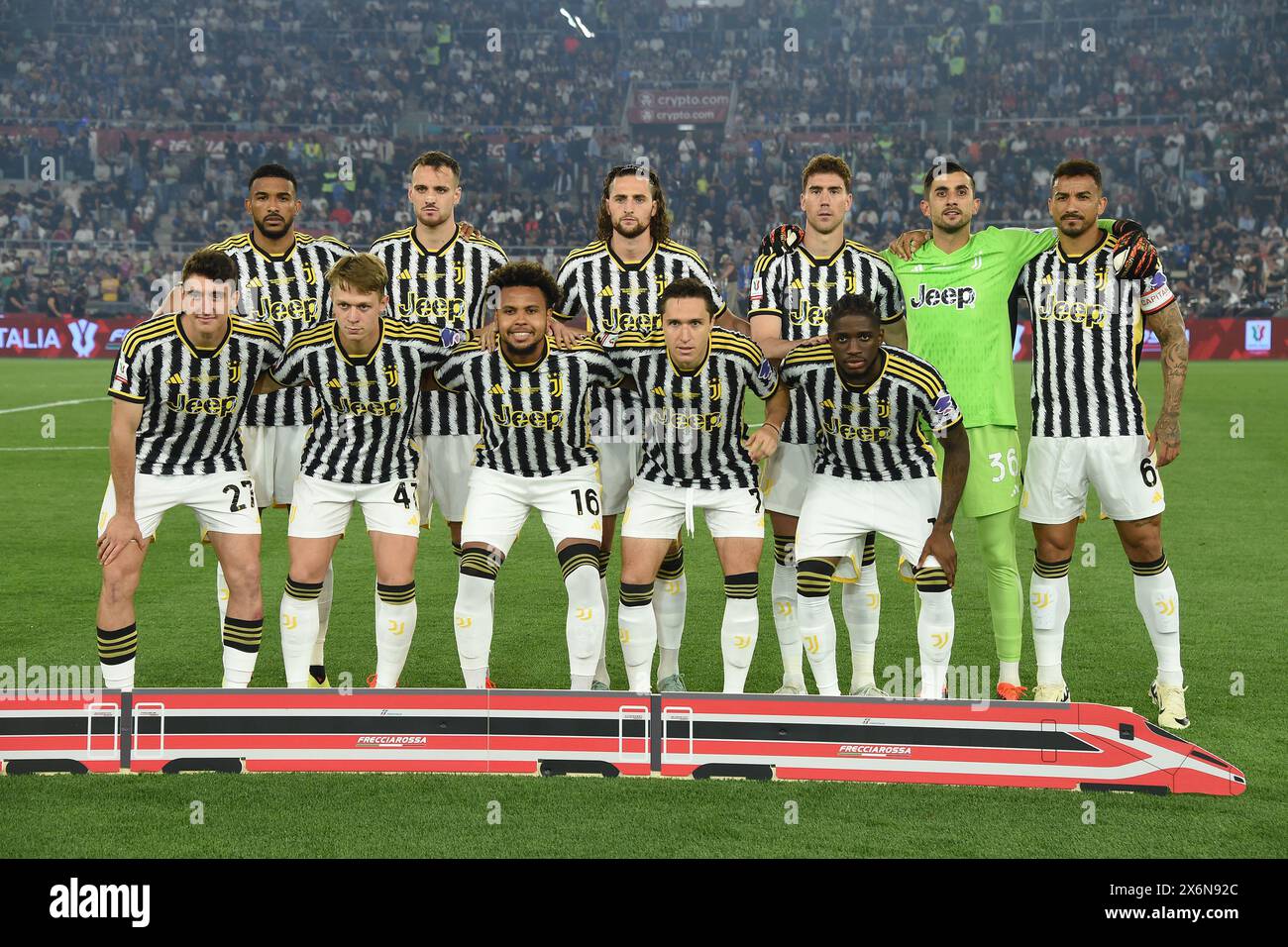 Roma, Lazio. 15 maggio 2024. I giocatori della Juventus posano per una foto di gruppo durante la finale di Coppa Italia tra Atalanta e Juventus allo stadio Olimpico, Italia, 15 maggio 2024. Credito: massimo insabato/Alamy Live News Foto Stock