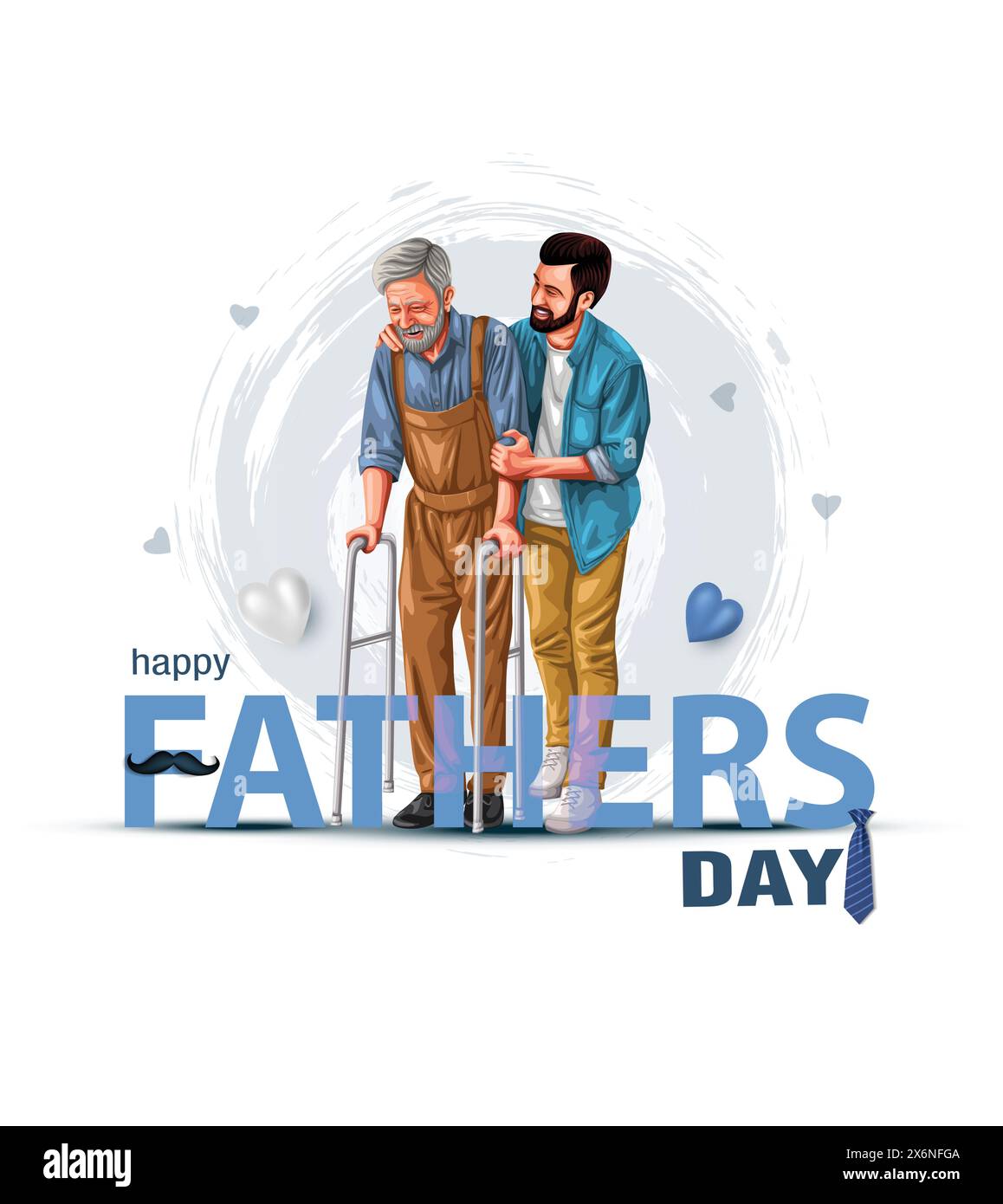 figlio del padre che aiuta a camminare, concetto di festa del padre internazionale felice, può essere utilizzato per carte, poster, sito web, brochure. illu vettoriale Illustrazione Vettoriale