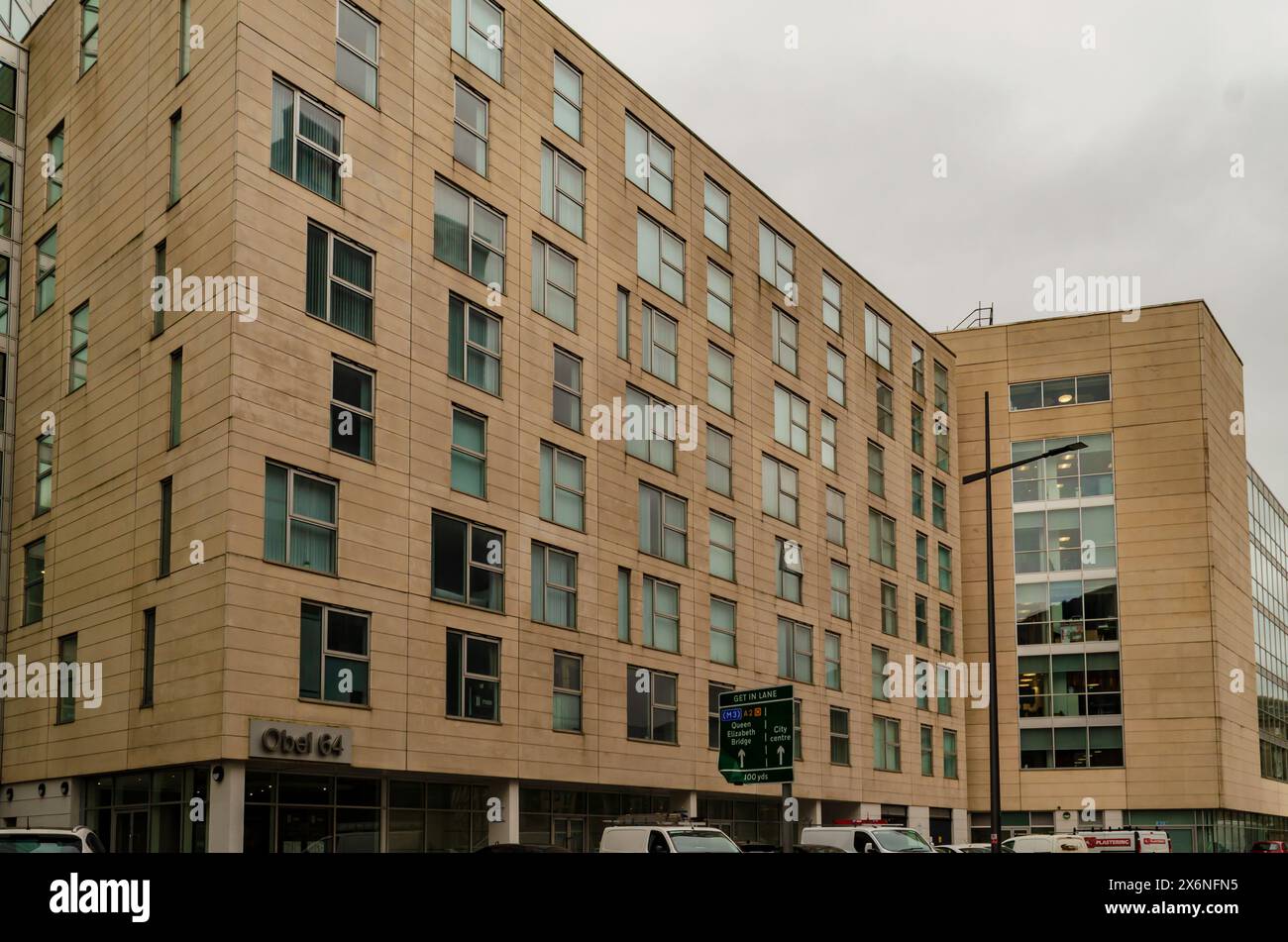 Belfast, contea di Antrim Irlanda del Nord 12 marzo 2024 - Obel 64 fa parte del complesso Obel Tower, composto da appartamenti e locali commerciali Foto Stock