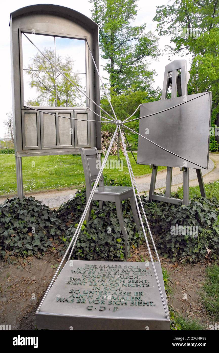 Her Hat C. D. Friedrich gemalt, Wo alles begann. Zum Jubilaeum, 250 Jahre Caspar David Friedrich geht die Ausstellung zZt. Berlin anschliessend vom 24.08.2024 zur Staatlichen Kunstsammlung Dresden Albertinum und Kupferstich-Kabinett *** C D Friedrich dipinse qui, dove tutto iniziò a celebrare il 250° anniversario di Caspar David Friedrich, la mostra è attualmente in mostra a Berlino e successivamente si sposterà allo Staatliche Kunstsammlung Dresden Albertinum e Kupferstich Kabinett dal 24 agosto 2024 Foto Stock